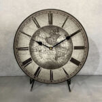 Gray Atlas Map Clock Gray
